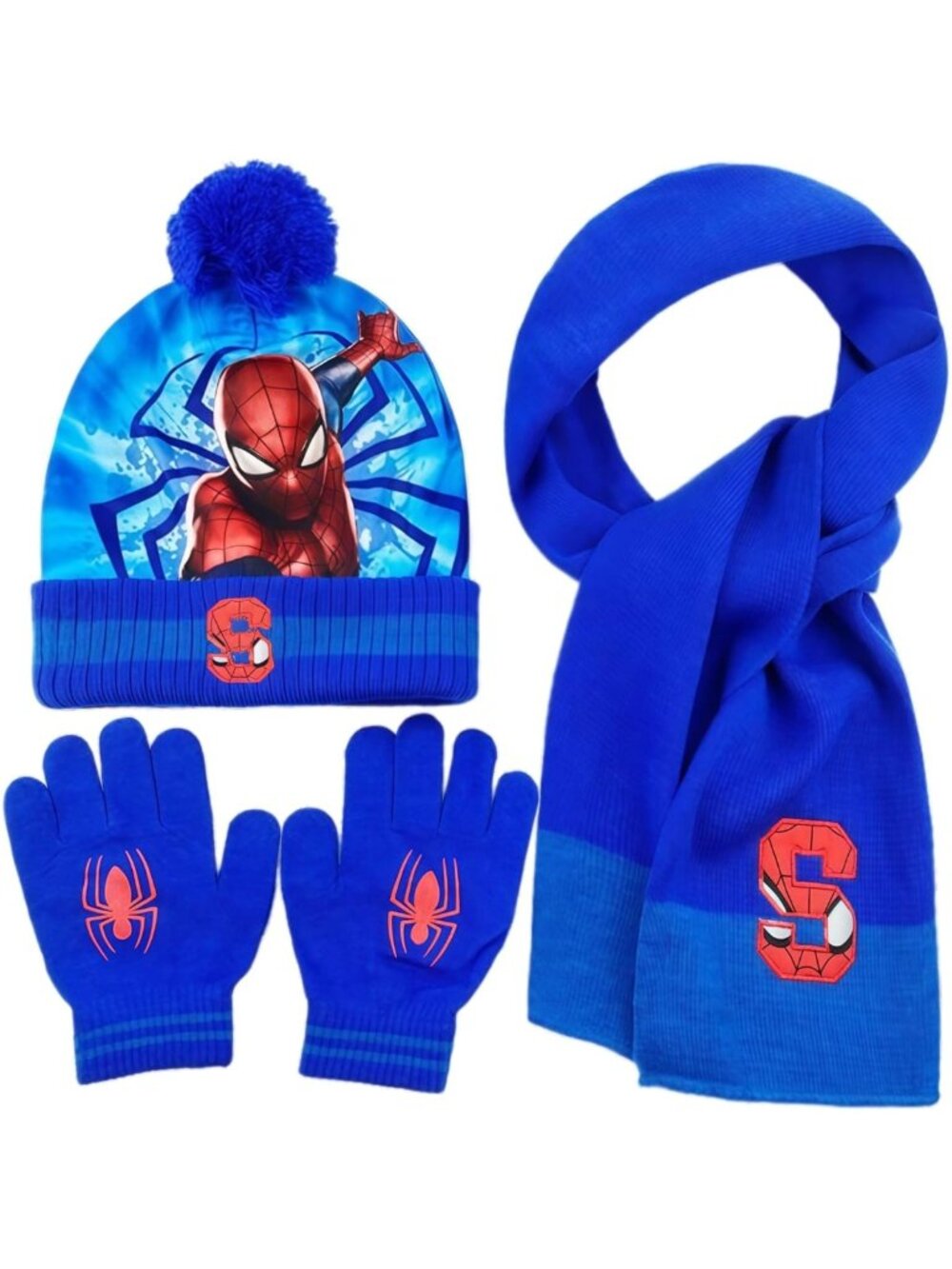 Cozy Knitted Pom Pom Beanie, Long Scarf & Warm Gloves Set - Winter Accessory Kit